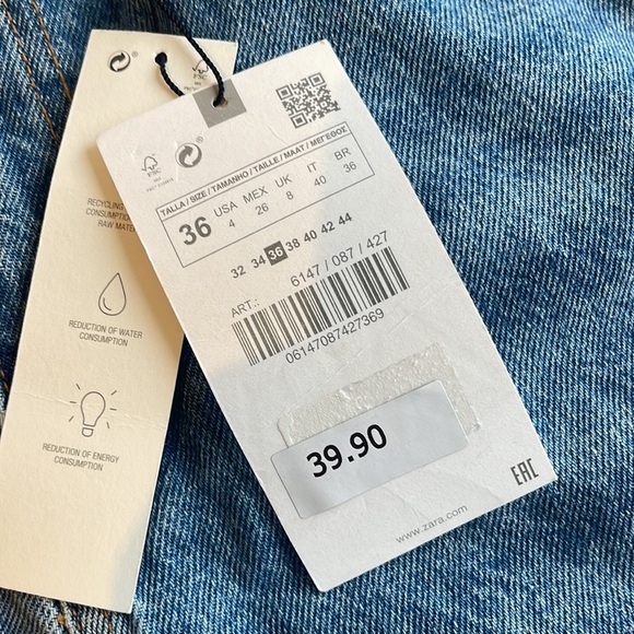 ZARA Denim Shorts with Jewel Button Mid-Blue Size NWT Size 4 - Picture 4 of 5